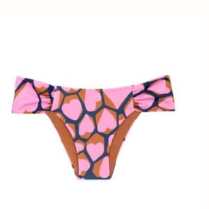 NEW! Rio Del Sol Pink and Brown Heart Pattern Bikini Bottom